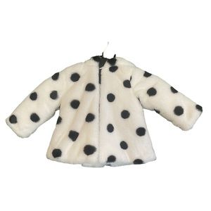 Little Me Toddler 18 Months Polka Dot White Faux Fur Coat Jacket